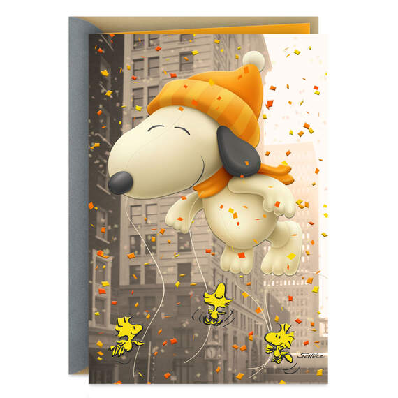 Peanuts® Snoopy Hot Air Parade Balloon Funny Thanksgiving Card